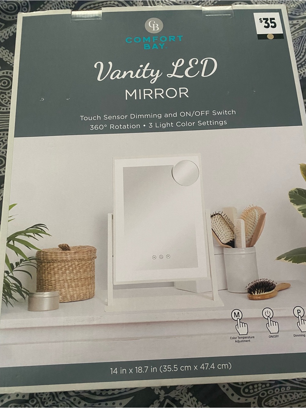 Comfort Bay White LED Vanity Mirror with Touch Controls